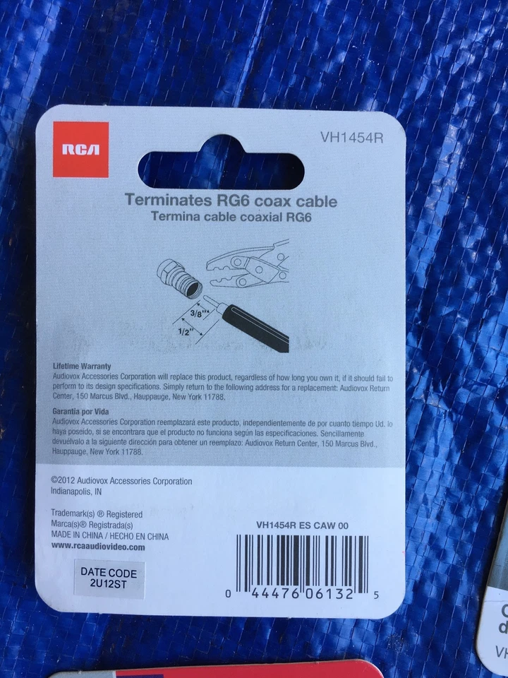 RCA VH1454R COAXIAL RG6 CRIMPADO EN CONECTORES CABLE TV TERMINA Foto 2 de 2