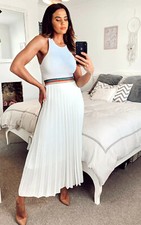 White Pleated Maxi Skirt