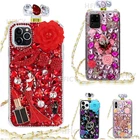 For iPhone 13 14 15 16 17 Pro Max Case Diamonds Perfume Bottle Women Phone Cover