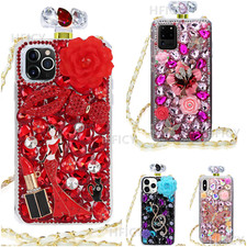 For iPhone 13 14 15 16 17 Pro Max Case Diamonds Perfume Bottle Women Phone Cover