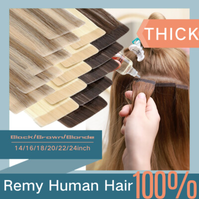 Unsichtbar Echthaar Remy Tape In Extensions Haarverlängerung 2.5g /Tressen 60cm