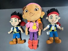 Lot Of 3 Disney Store Jake And The Neverland Pirates Plush Izzy & Jake 12” / 10”