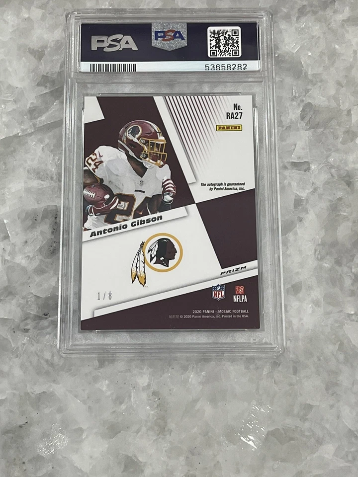 2020 Panini Mosaic Antonio Gibson Rookie Auto Black And Gold Choice 1/8 PSA 9 - Image 2 of 2