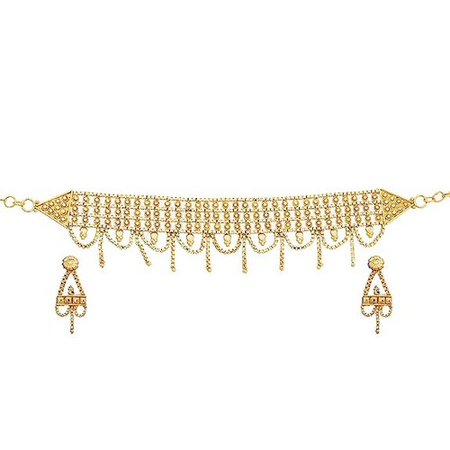 Ensemble Bijou Ethnique Sud-indien Plaqué Or - Collier Traditionnel Temple Neuf