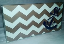 Checkbook Cover Chevron Stripes Anchor Makes a Great Gift