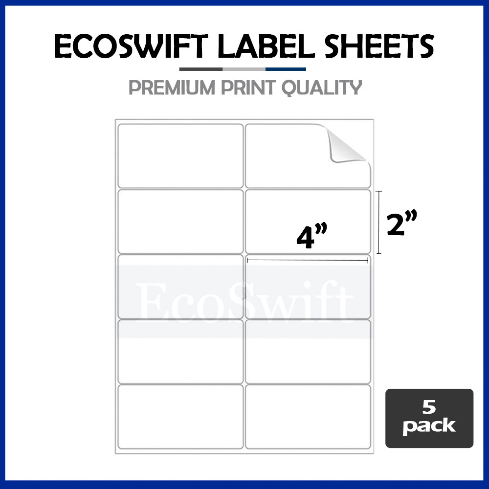 XL EcoSwift Labels 200 Self-Adhesive 8.5 X 5.5" EcoSwift Shipping Labels For EBay PayPal - Half-Sheet Size Avery Shipping Address & Shipping Labels