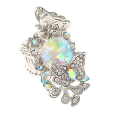 Silver Tone Stretch Metal Ring With  Rhinestone R1253-SAB