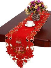Embroidered Christmas Holiday Large Table Runner 15  X 120 