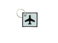 Keychain keyring embroidered embroidery patch plane airport pilot jet