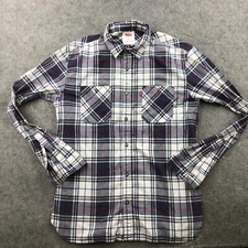 Levis Shirt Mens Medium Gray Blue Red Plaid Long Sleeve Western Rodeo Cowboy g1