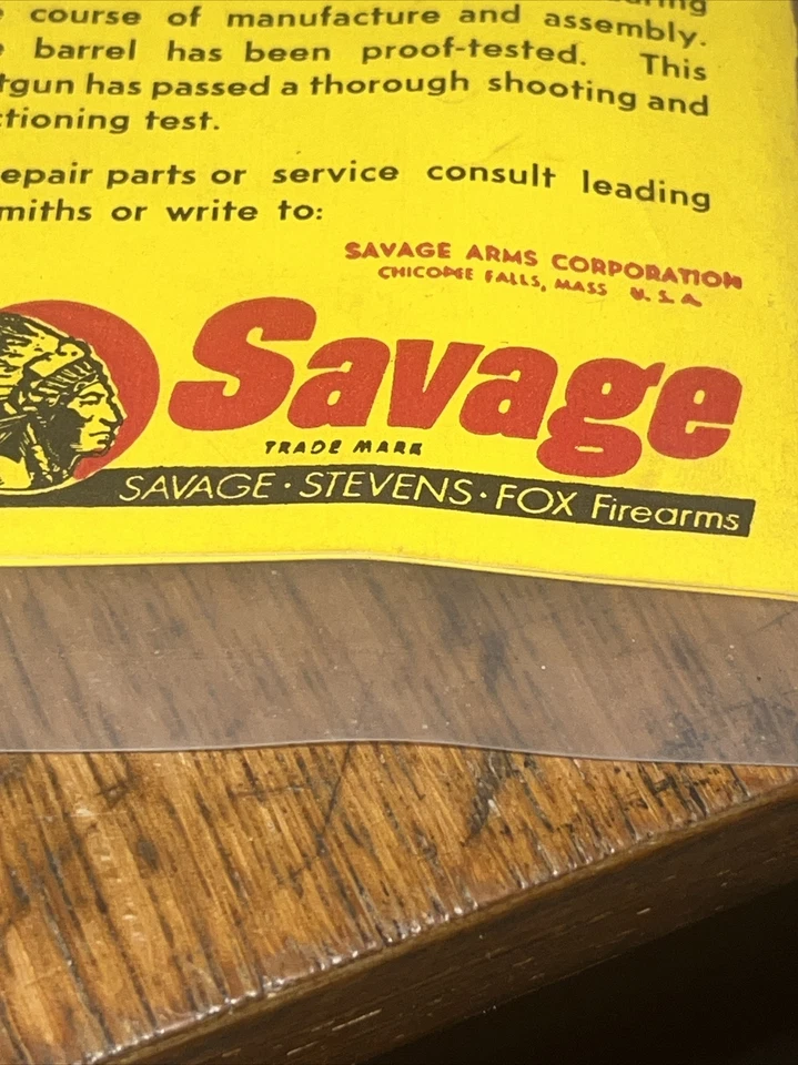 Etiqueta colgante original vintage 1956 modelo Savage 220 calibre 20 Foto 4 de 4