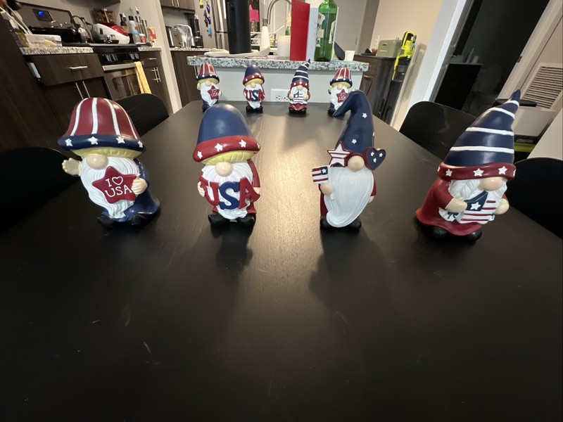 Garden Gnome Patriotic Themed American Flag Garden Statue (Set of 4).