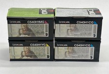 Lexmark C540 C540H4YG C540H1CG C540H1MG Cyan Magenta Yellow Toner Lot 4 NEW