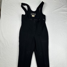 Vintage Obermeyer Ski Overalls Women  s 12R Black Bibs Stirrups Wool Blend