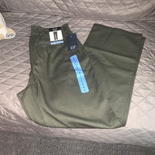 Gap Ladies Twill Straight Leg Pants Size L, Army Green