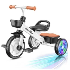  Tricycle for Toddlers 2-5 Year Old, Ajustable Toddler Bike Outdoor Toys, White
