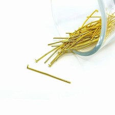 30mm, 21g, Gold Plated Head Pins - US Seller