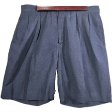 Polo Golf Ralph Lauren Men's 35 Navy Luxury VTG Linen Silk Pleated Golf Shorts