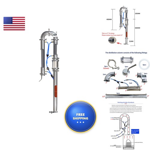 Ai-C-Dibosh 2'' Distillation Tower Sight Glass Copper Mesh Moonshine Distiller