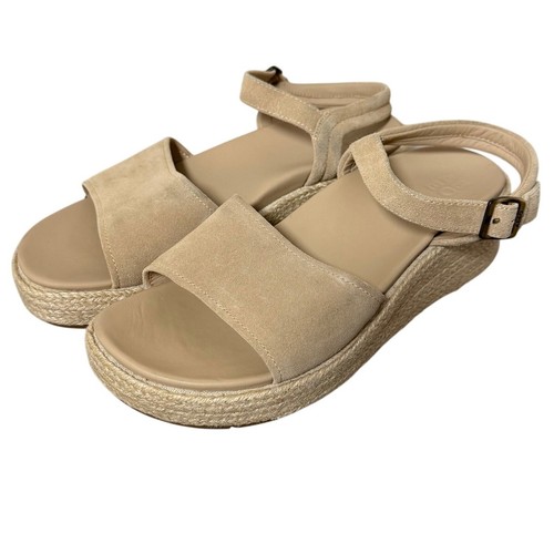 ABEO Devyn Solstice Platform Espadrille Sandals 8.5 Cuban Sand Suede Beige