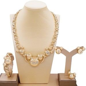 Authentic 4 Piece Set, Necklace, Bracelet, Ring, Earrings - Gold Plated 14K