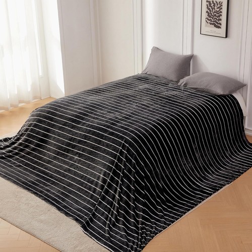 COOVA Seamless Big Blanket 120x120 Inch 120"x120", Stripe Black - Picture 2 of 5