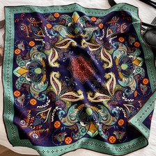 70 Cashmere 30 Silk Shawl leaf Print Neckerchief Scarf 26'' Bandanna wrap new
