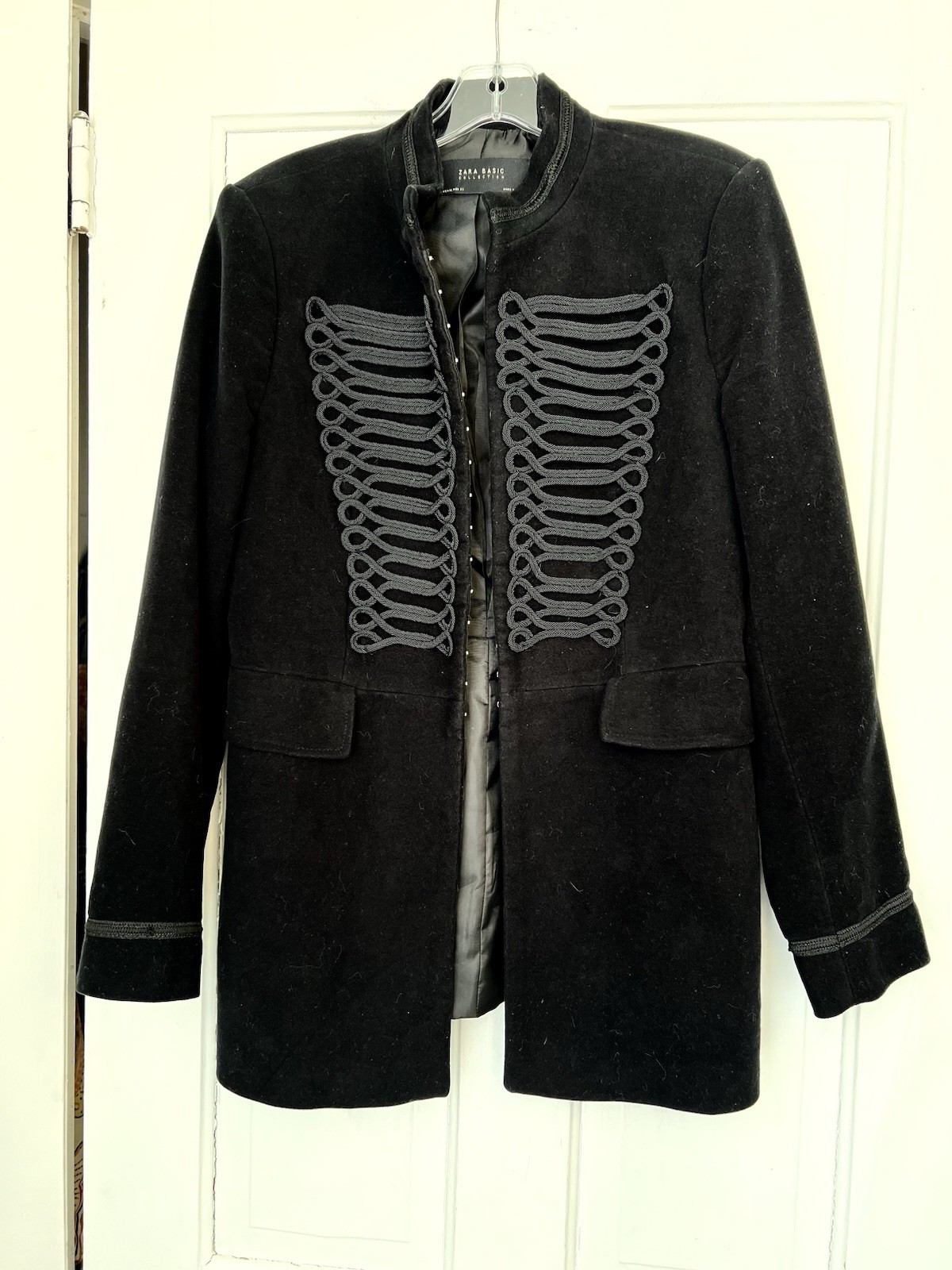 Zara Basic Collection Black Moleskin Military Jac… - image 1