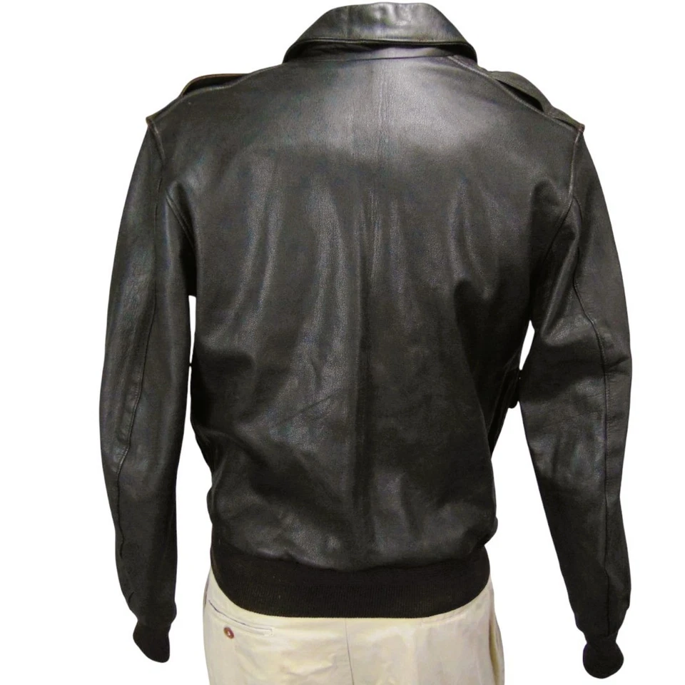 Chaqueta de vuelo de cuero A-2 40 - Piel de cabra genuina - Hecha en EE. UU. - Estilo militar - De colección Foto 3 de 4