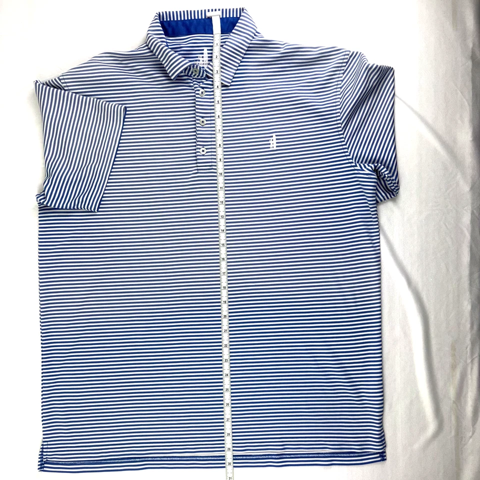 Johnnie-O 男式 XL Prep-Formance 短袖皇家蓝色白色条纹标志衬衫 — 第 4/4 张图片