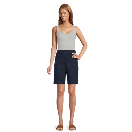 TIME & TRU WOMENS LARGE 12-14 DARK DENIM BLUE 10" STRETCH POCKET BERMUDA SHORTS