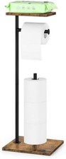 Freestanding Toilet Paper Holder with Shelf, Toilet Roll Holder Stand, Rustic Fa