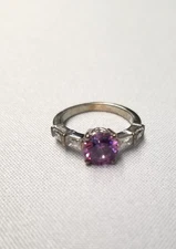 J Francis Purple and White Zirconia Timeless Spark Ring sz 5 Sterling Silver