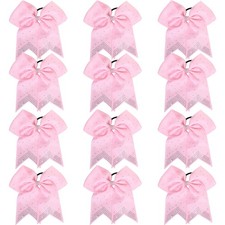 12PCS 8" Rhinestones Large Cheer Hair Bows for Girls, Hand-made Grosgrain Rib...