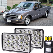 Pair 4x6 Led Headlights Hilo Sealed Beam H4 For Chevrolet S10 1995 1996 1997 Pair 4x6 Led Headlights Hilo Sealed Beam H4 For Chevrolet S10 1995 1996 1997