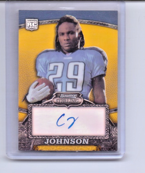 2008 Chris Johnson Bowman Sterling Gold Refractor RC Auto #156 NM 386/400 Titans