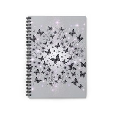 Elegant Butterfly Spiral Notebook, Floral Journal, Gift for Writers, ... 