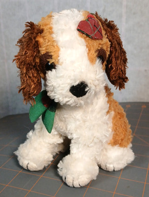 The Twelve Dogs of Christmas Puppy Brown Plaid Bow Collar Plush 1998 Emma Kragen