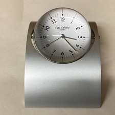 VINTAGE 2002 NICKEL Wm Widdop TABLE DESK GLASS BALL QUARTZ CLOCK SWIVEL 