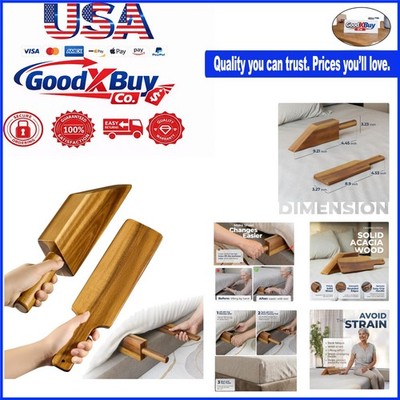 Acacia Wood Mattress Lifter and Sheet Tucking Tool Set for Caregivers Houseke...