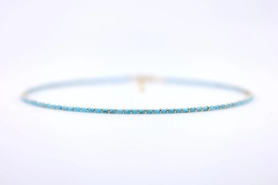 14k Gold 2mm Arizona Turquoise Necklace | Heishi Beads | Dainty Layering Jewelry