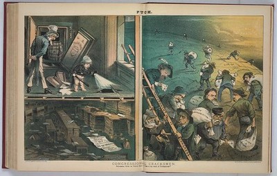Photo:Washington DC U.S. Treasury Robbery Congress Cartoon 1882 Puck Print