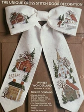 Winter Wonderland Bow Ties Cross Stitch Kit NIP 11x17 Church Barn