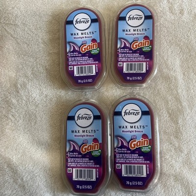 SET OF 4 Pkgs ~ FEBREZE WAX MELTS ~ GAIN MOONLIGHT BREEZE ~ 24 Total Wax Cubes