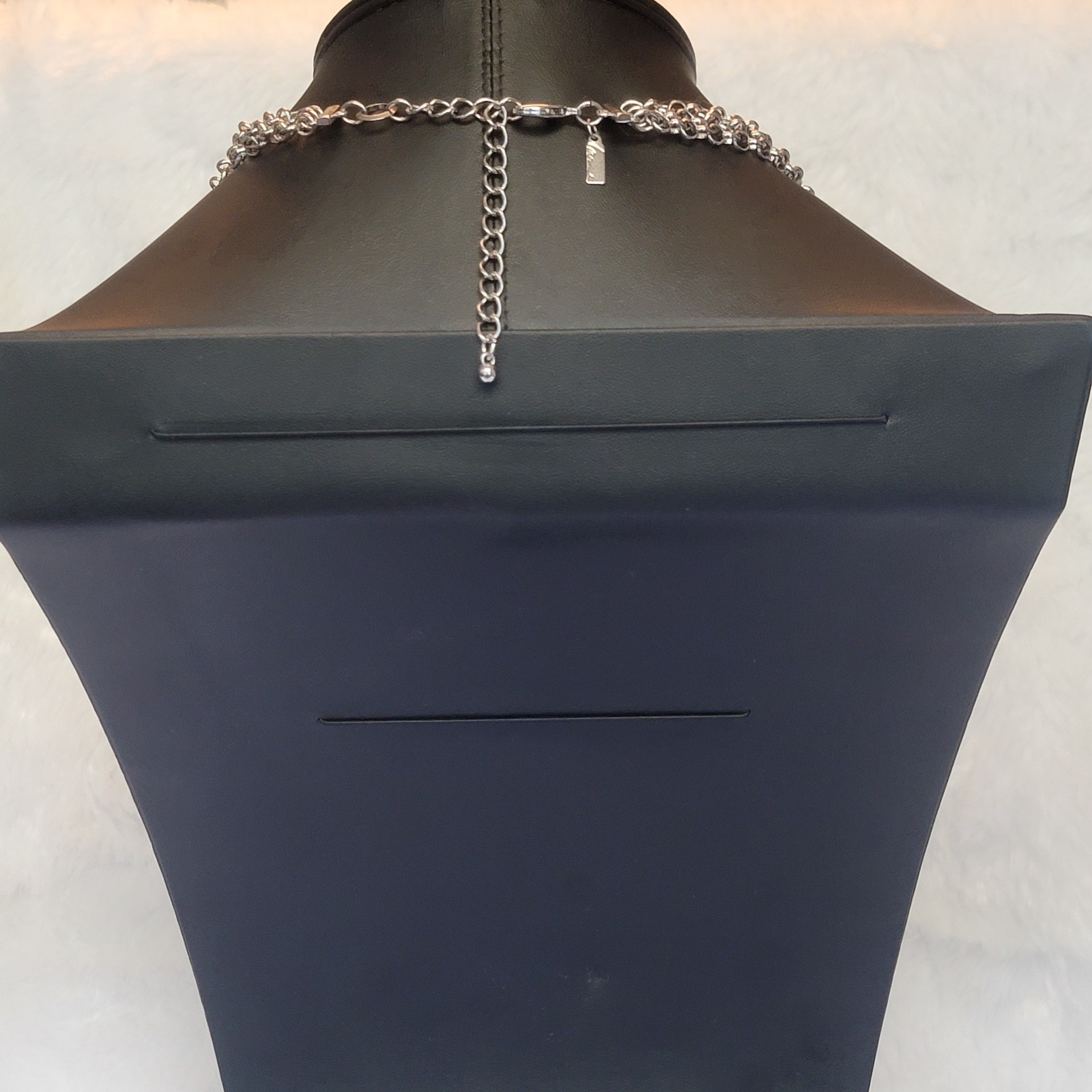 LANI Necklace Silvertone Solid and Rhinestone Bea… - image 5