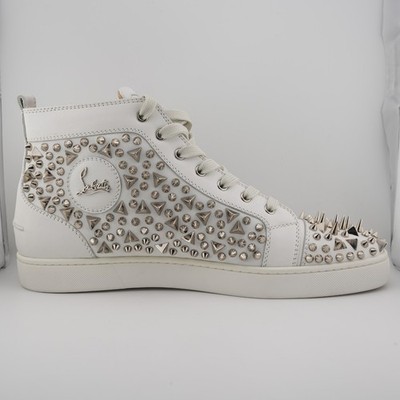 Christian Louboutin Louis Pik Pik High Top Flat Calf White Leather EU 45.5