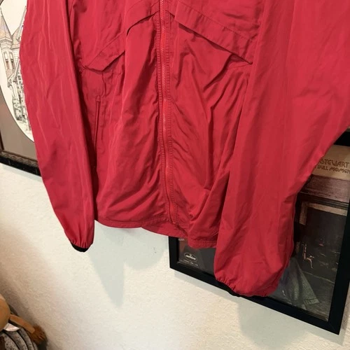 Bearded Goat Mens Designer Jacket Red Pockets Full Zip Windbreaker Size Large image 4