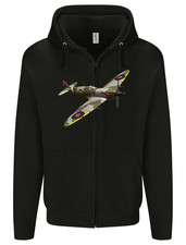 A Supermarine Spitfire Fying Solo Mens Zip Up Hoodie