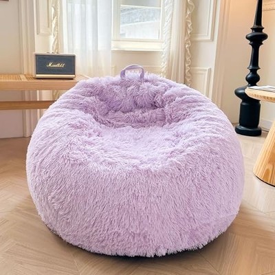  Faux Fur Comfy Bean Bag Cover for Living Room(No Large(38''x38''x40'') Lavender