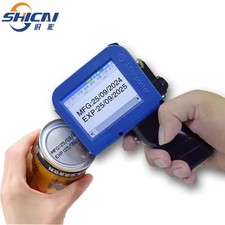 Handheld inkjet printer prints production date text barcode QR code cardboardbox